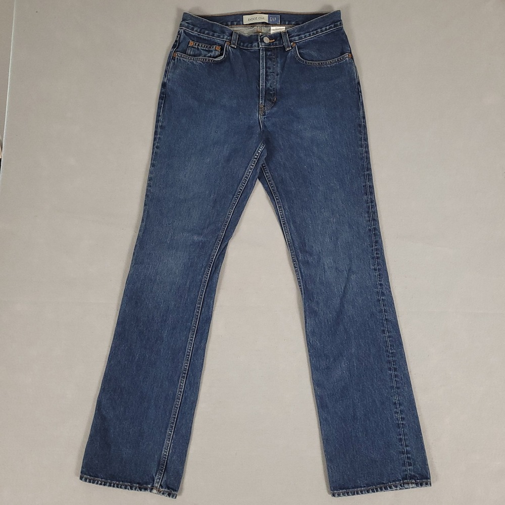 Vintage Gap Jeans Women's 10 Long Blue Bootcut High 100% Cotton Button Fly USA